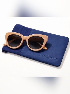 Le Specs Air Heart Sunglasses Beige Oversized Cat Eye Designer Style